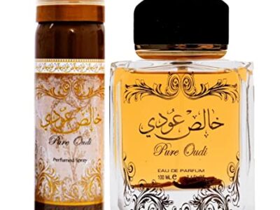 Lattafa Pure Oudi (Khalis Oudi) 2 Piece Set for Unisex (3.4 Ounce Eau de Parfum Spray + 1.7 Ounce Perfumed Body Spray)